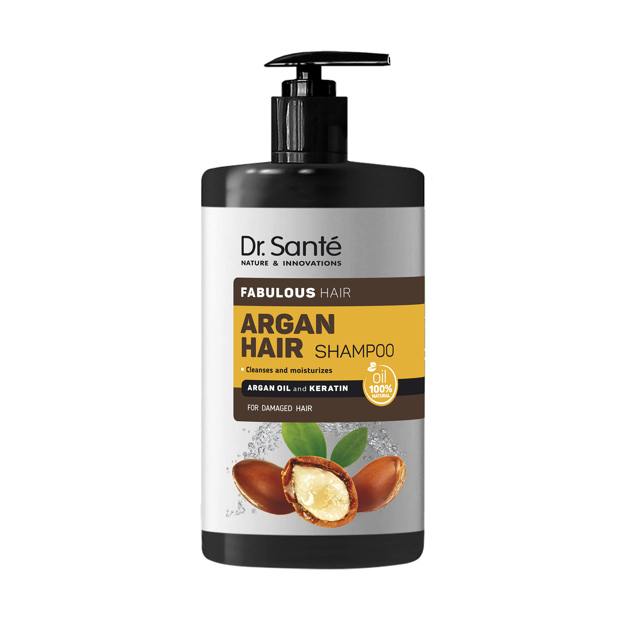Шампунь для пошкодженого волосся Dr. Sante Argan Hair Очищення та зволоження, з олією аргани та кератином, 1 л